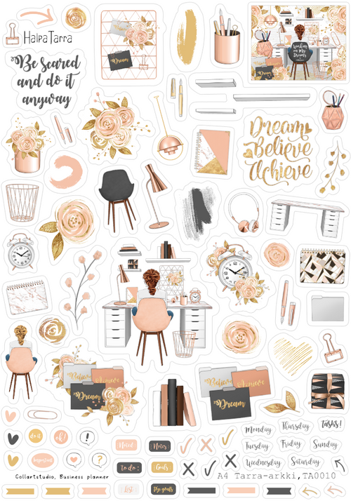 Business planner, Leikkaamaton tarra- tai paperiarkki A4